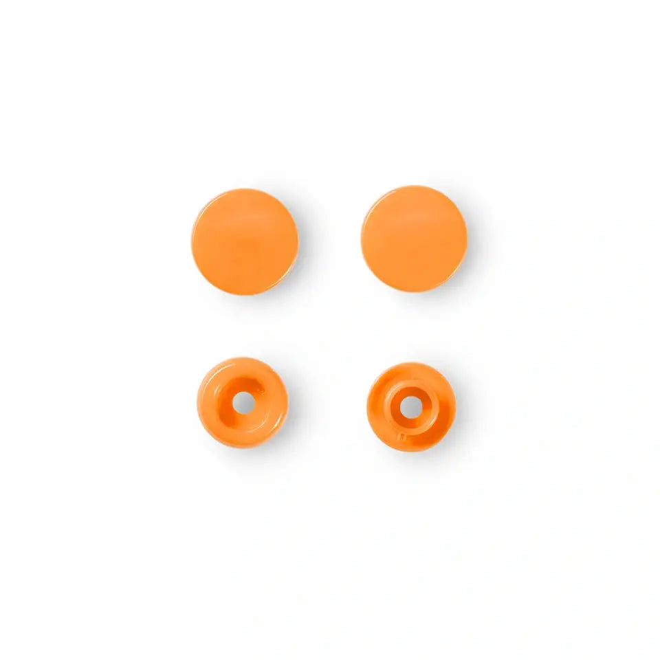 Plastic snap buttons - Round - Orange - Ø12.4 mm - 30 pcs