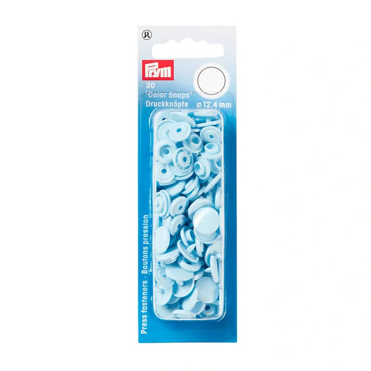 Plastic snap buttons - Round - Light blue - Ø12.4 mm - 30 pcs