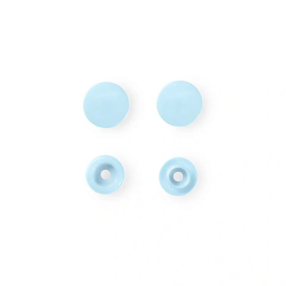 Plastic snap buttons - Round - Light blue - Ø12.4 mm - 30 pcs