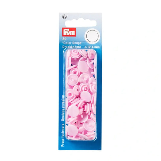 Plastic snap buttons - Round - Light pink - Ø12.4 mm - 30 pcs