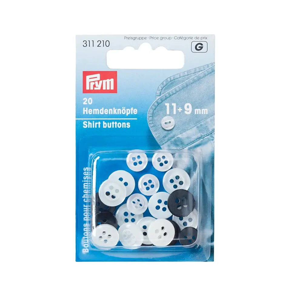 Shirt Buttons Ø11+9 mm - White - 20 pcs