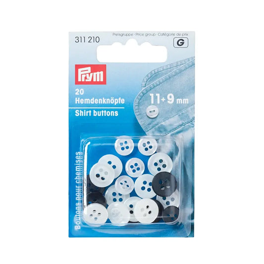 Shirt Buttons Ø11+9 mm - White - 20 pcs