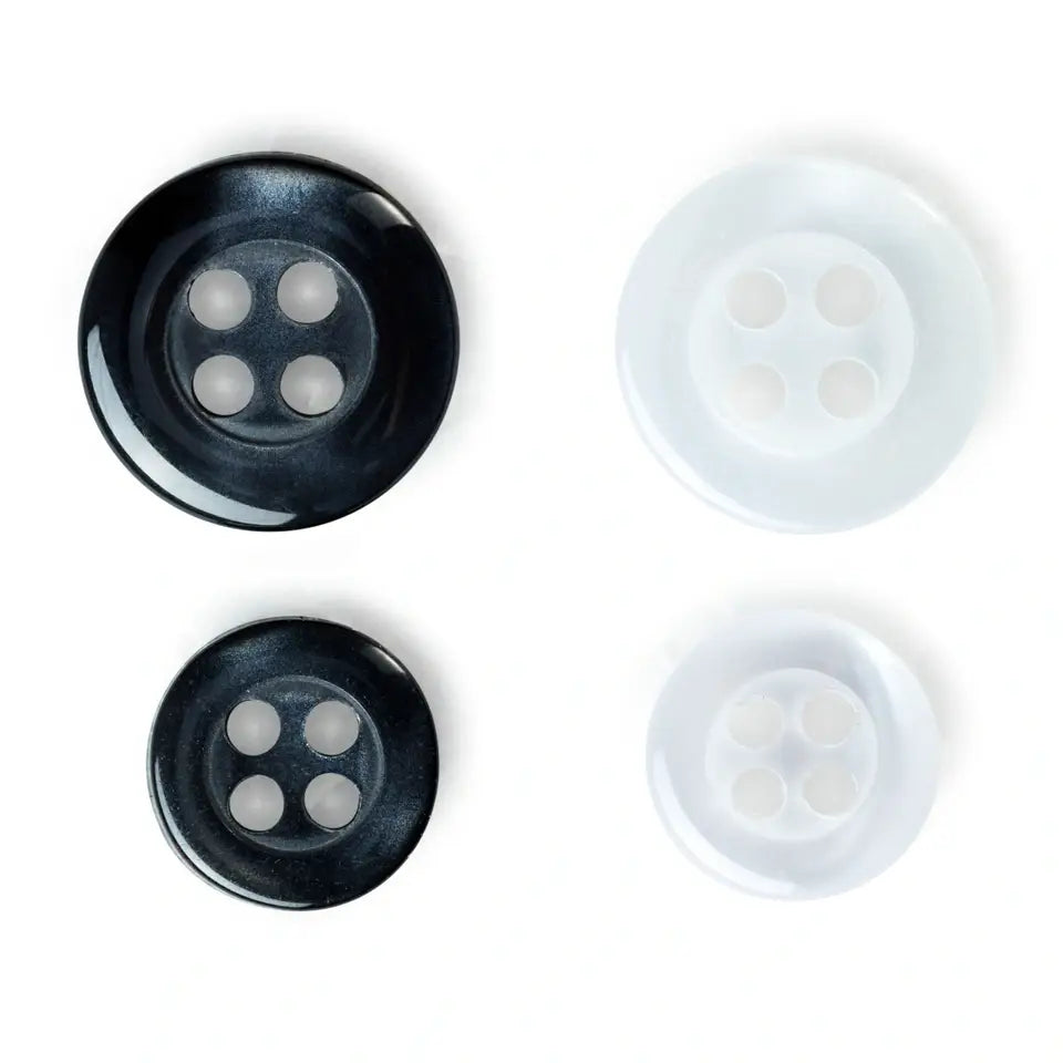 Shirt Buttons Ø11+9 mm - White - 20 pcs