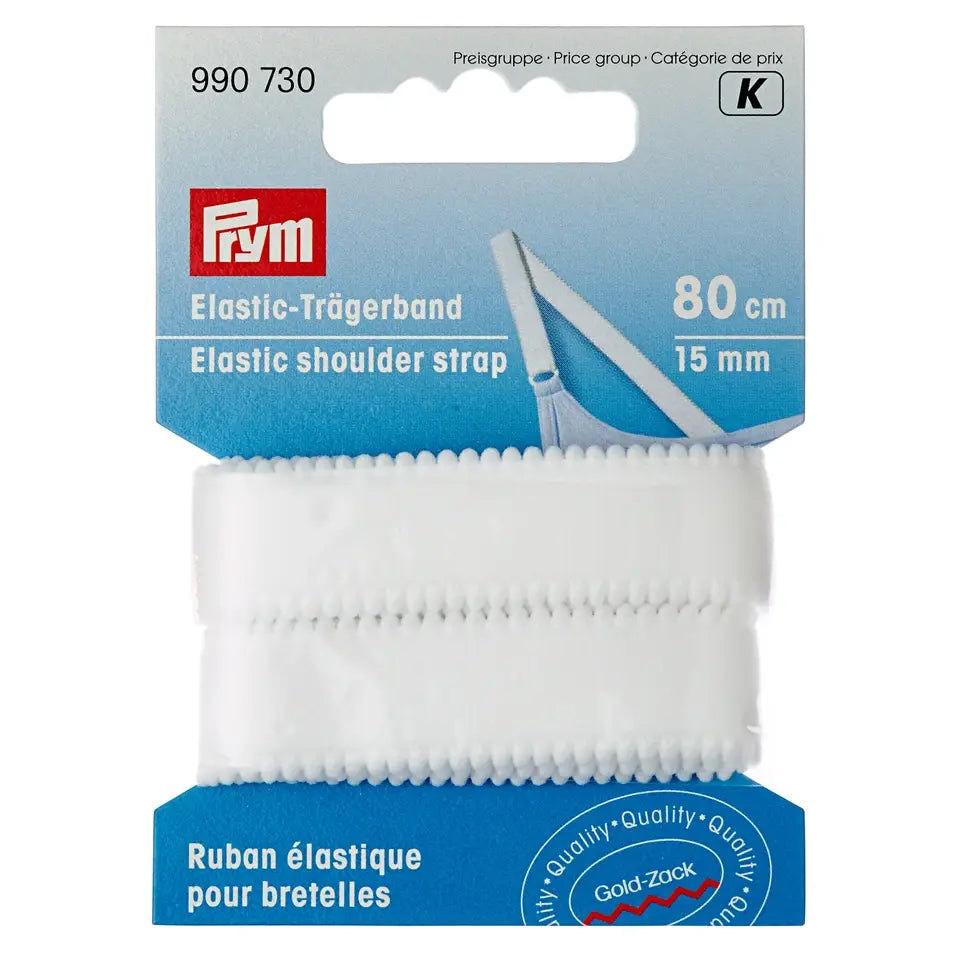 Elastic shoulder strap 15 mm x 80 cm, white /Prym