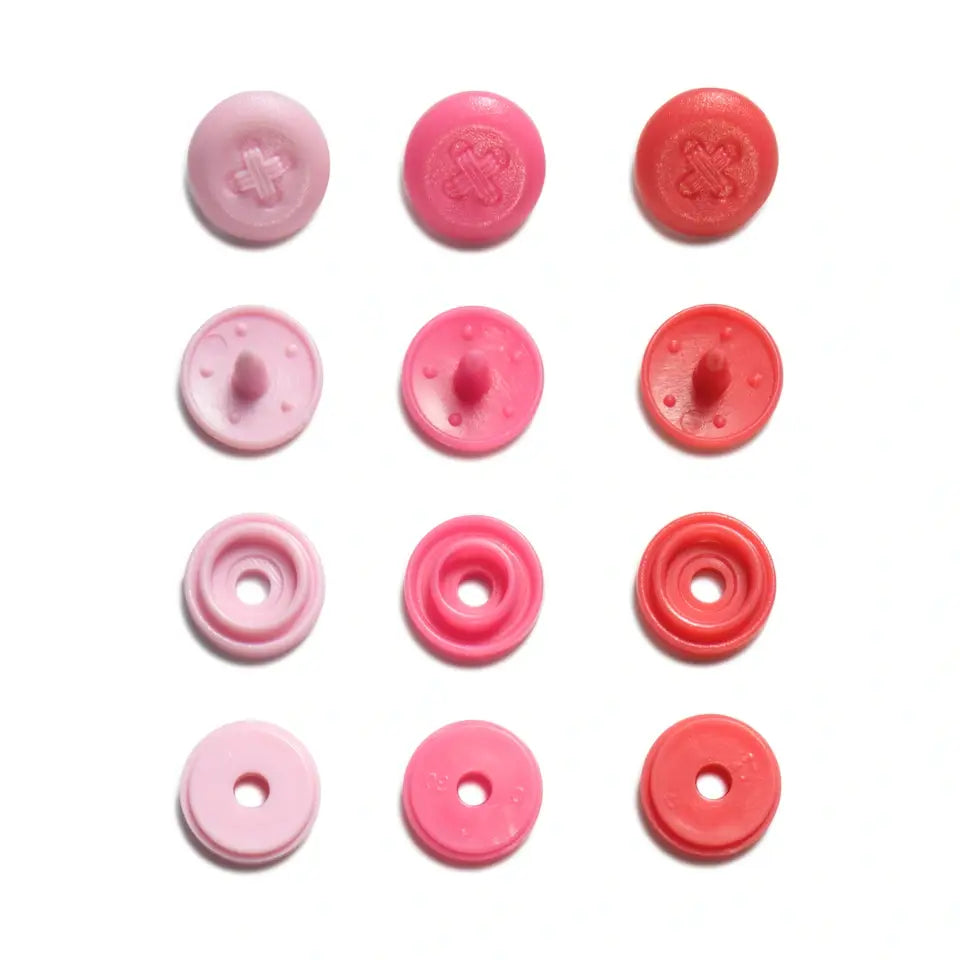 Plastmasas spiedpogas Color Snaps Mini "Poga" - rozā nokrāsās - Ø9 mm - 36 gab. /Prym Love
