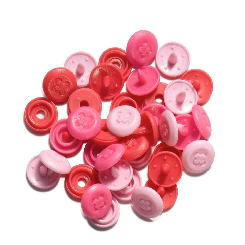Plastmasas spiedpogas Color Snaps Mini "Poga" - rozā nokrāsās - Ø9 mm - 36 gab. /Prym Love