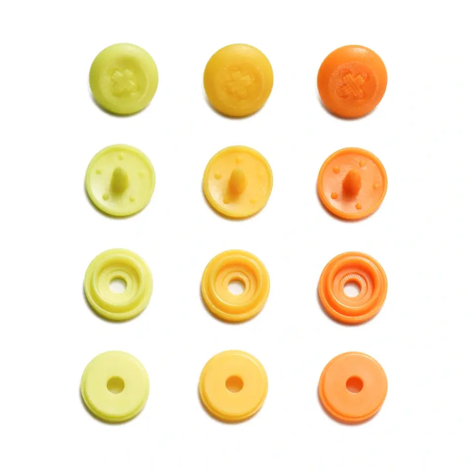 Plastic snaps Color Snaps Mini "Button" - yellow/orange - Ø9 mm - 36 pcs /Prym Love