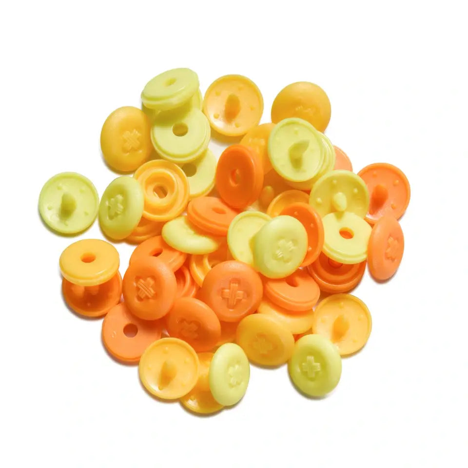 Plastic snaps Color Snaps Mini "Button" - yellow/orange - Ø9 mm - 36 pcs /Prym Love