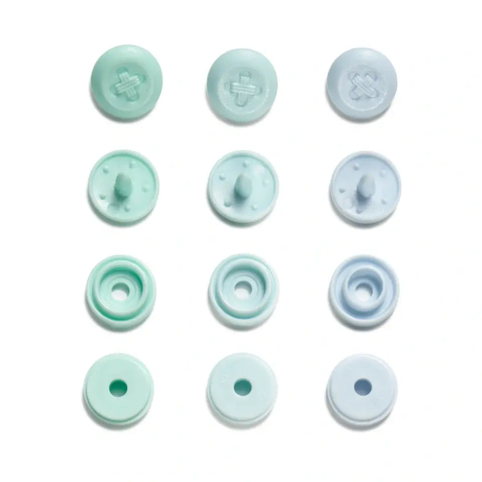 Plastic snaps Color Snaps Mini "Button" - menthol shades - Ø9 mm - 36 pcs /Prym Love