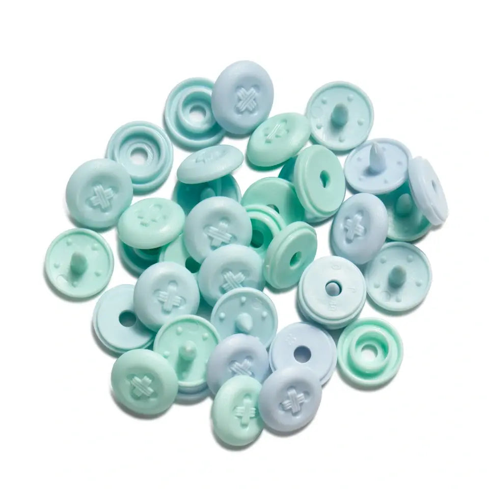 Plastic snaps Color Snaps Mini "Button" - menthol shades - Ø9 mm - 36 pcs /Prym Love