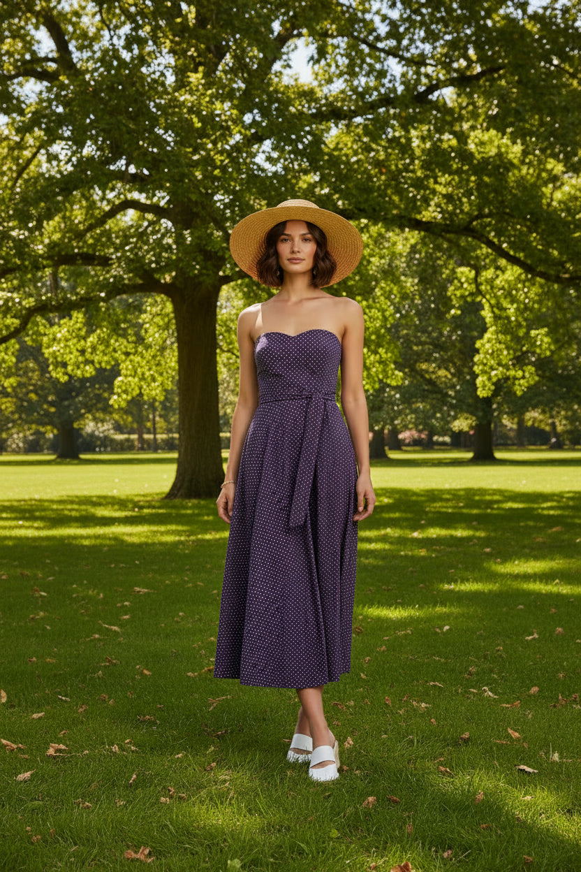 Puuvillane kangas 80% / 20% lina VIOLET TÄPPLINE /Mayflower/ 3m pikk 1,10cm lai - Enam ei toodeta!