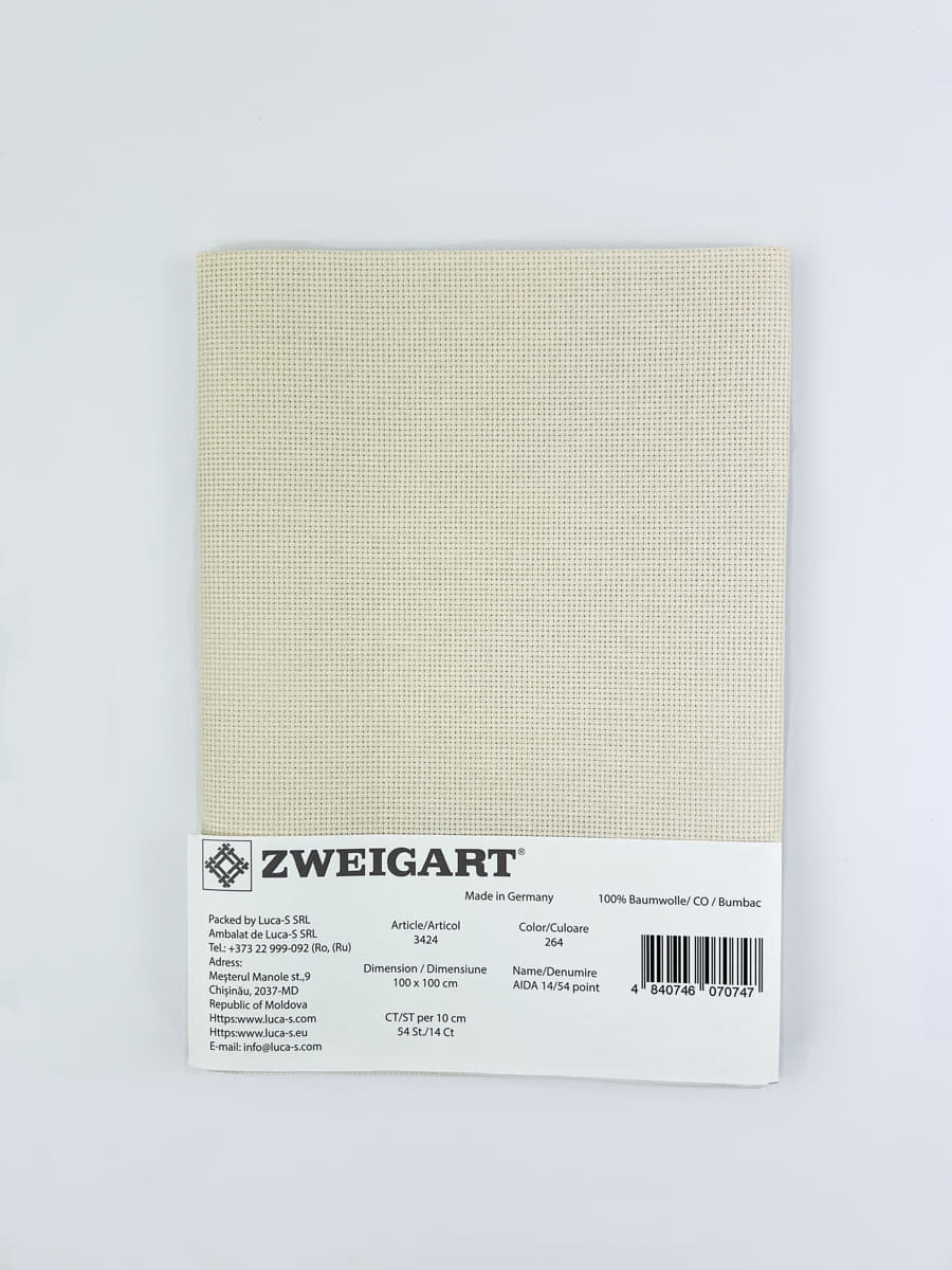 Zweigart Aida 14ct #264 - 100 x 100 cm 1 pc., beige