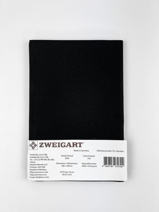 Zweigart Aida 14ct #720 - 100 x 100 cm 1 pc., black