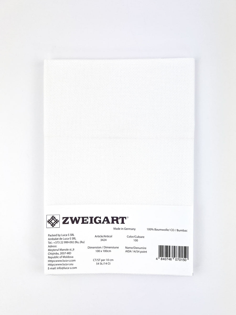 Zweigart Aida 14ct #100 - 100 x 100 cm 1 pc., white