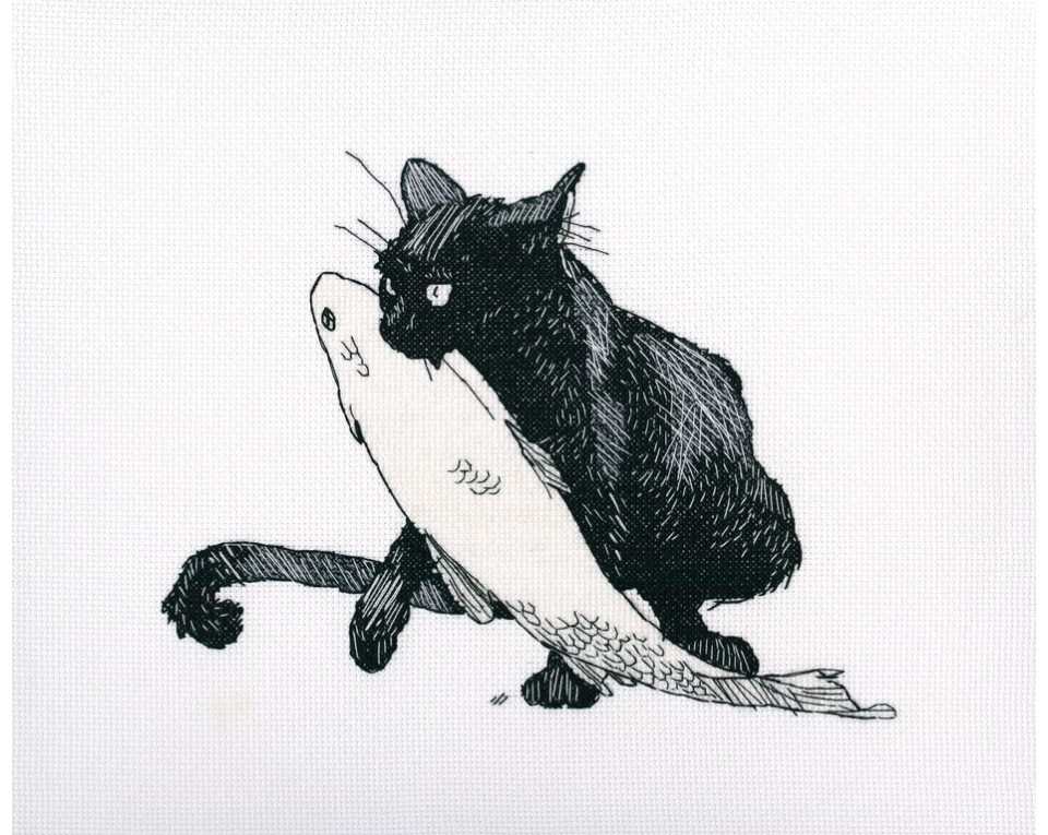 Starp melniem kaķiem III - izšūšanas komplekts /RTO/ 23 x 18 cm