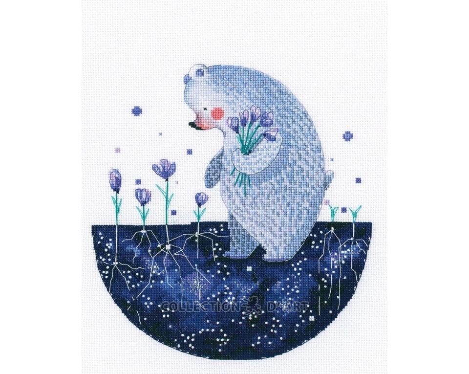 Pavasara ziedu zvaigžņu krišana - izšūšanas komplekts /RTO/ 18 x 19,5 cm