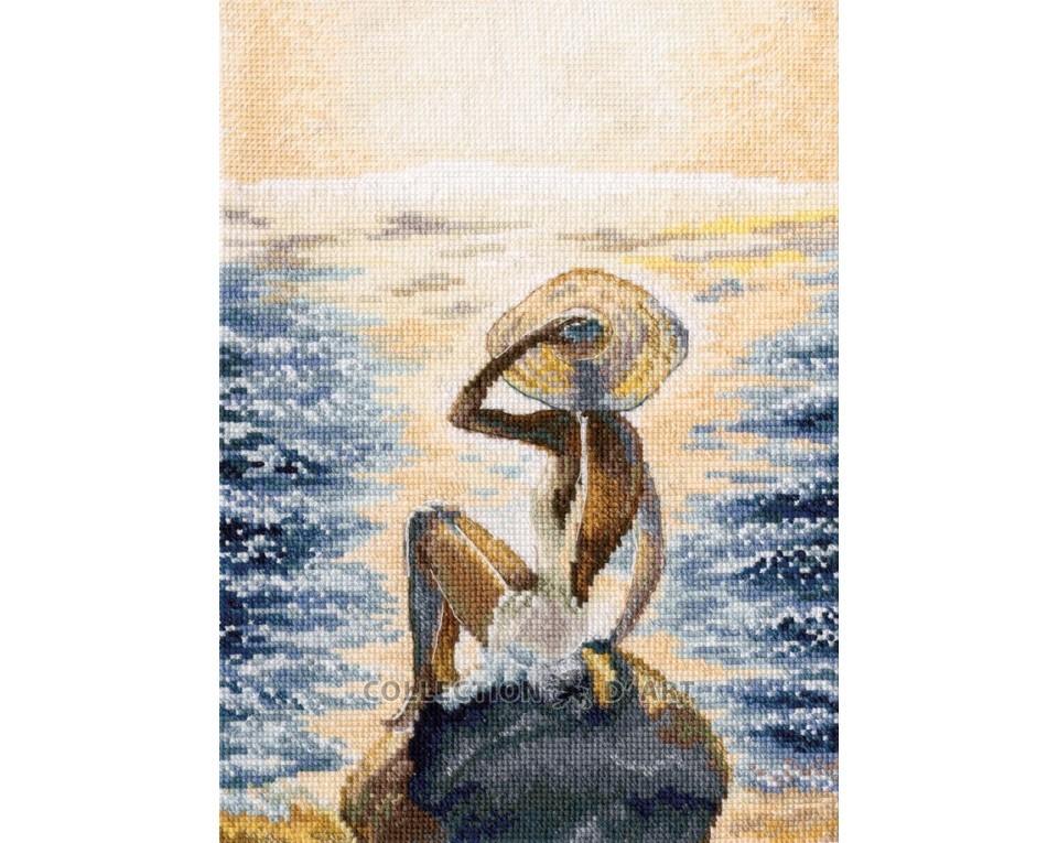 With the aroma of salt, wind and sun. Girl and the sea - embroidery kit /RTO/ 24 x 17.5 cm