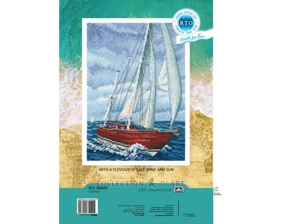 With the aroma of salt, wind and sun. Sailboat - embroidery kit /RTO/ 19 x 13.5 cm