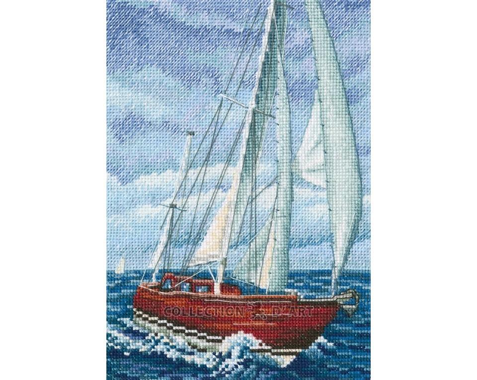 With the aroma of salt, wind and sun. Sailboat - embroidery kit /RTO/ 19 x 13.5 cm