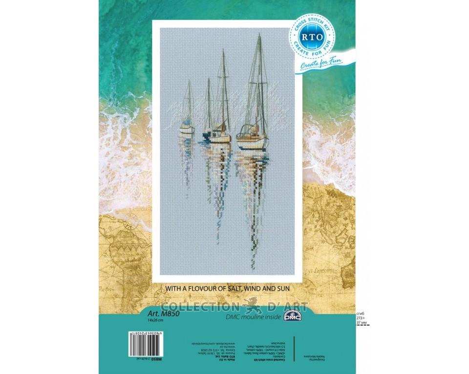 With the aroma of salt, wind and sun. Three sailboats - embroidery kit /RTO/ 26 x 14 cm
