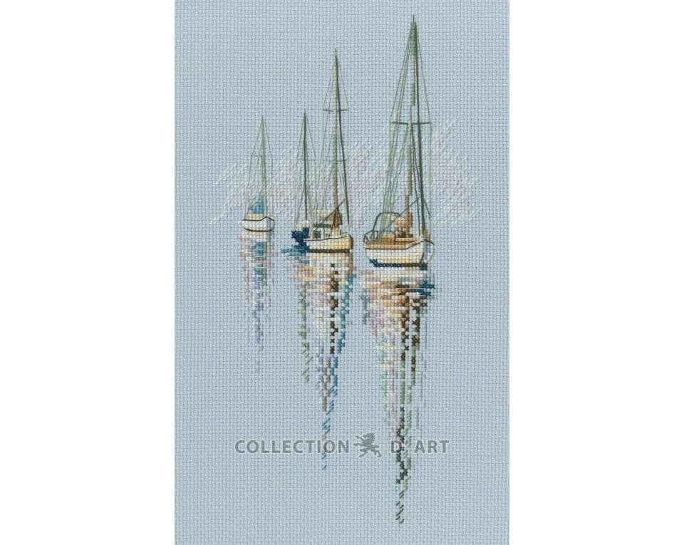 With the aroma of salt, wind and sun. Three sailboats - embroidery kit /RTO/ 26 x 14 cm