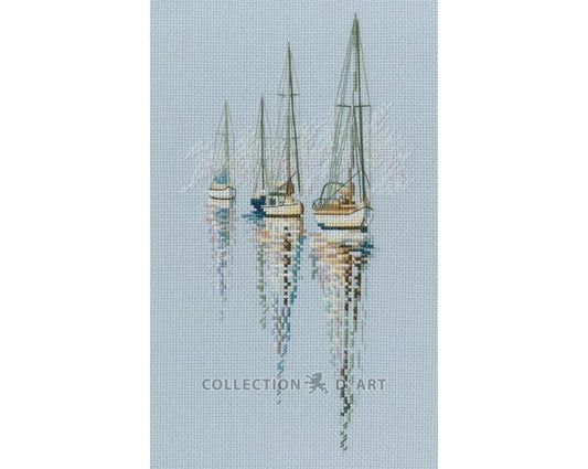 With the aroma of salt, wind and sun. Three sailboats - embroidery kit /RTO/ 26 x 14 cm