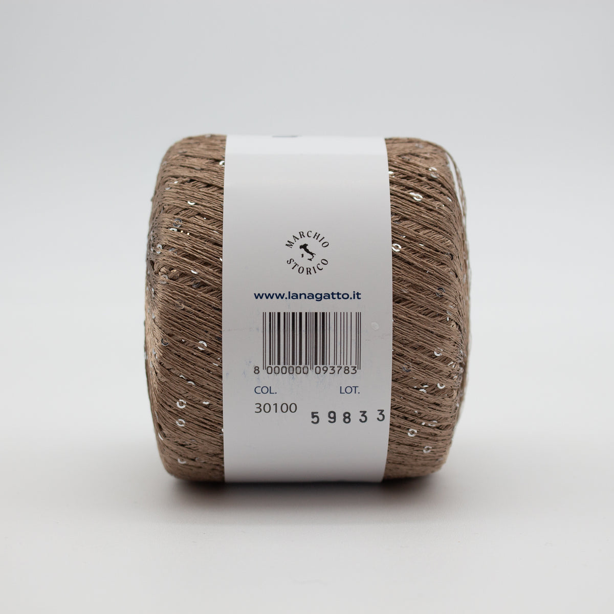 Paillettes /Lana Gatto/ 25g 195m #30100 "Taupe + sudraba fliteri"