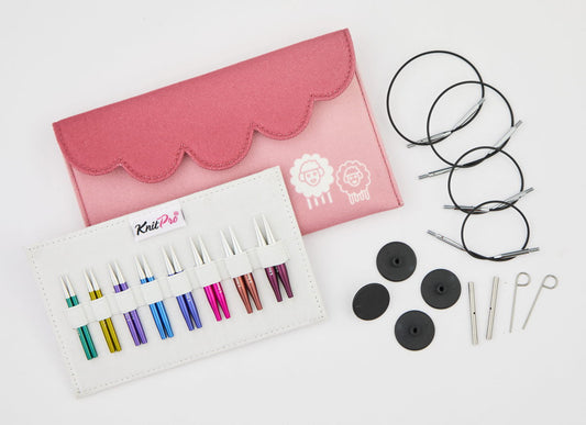 ZING MINI /5cm short interchangeable circular knitting needles set with cables /Knit Pro/ 8 sizes