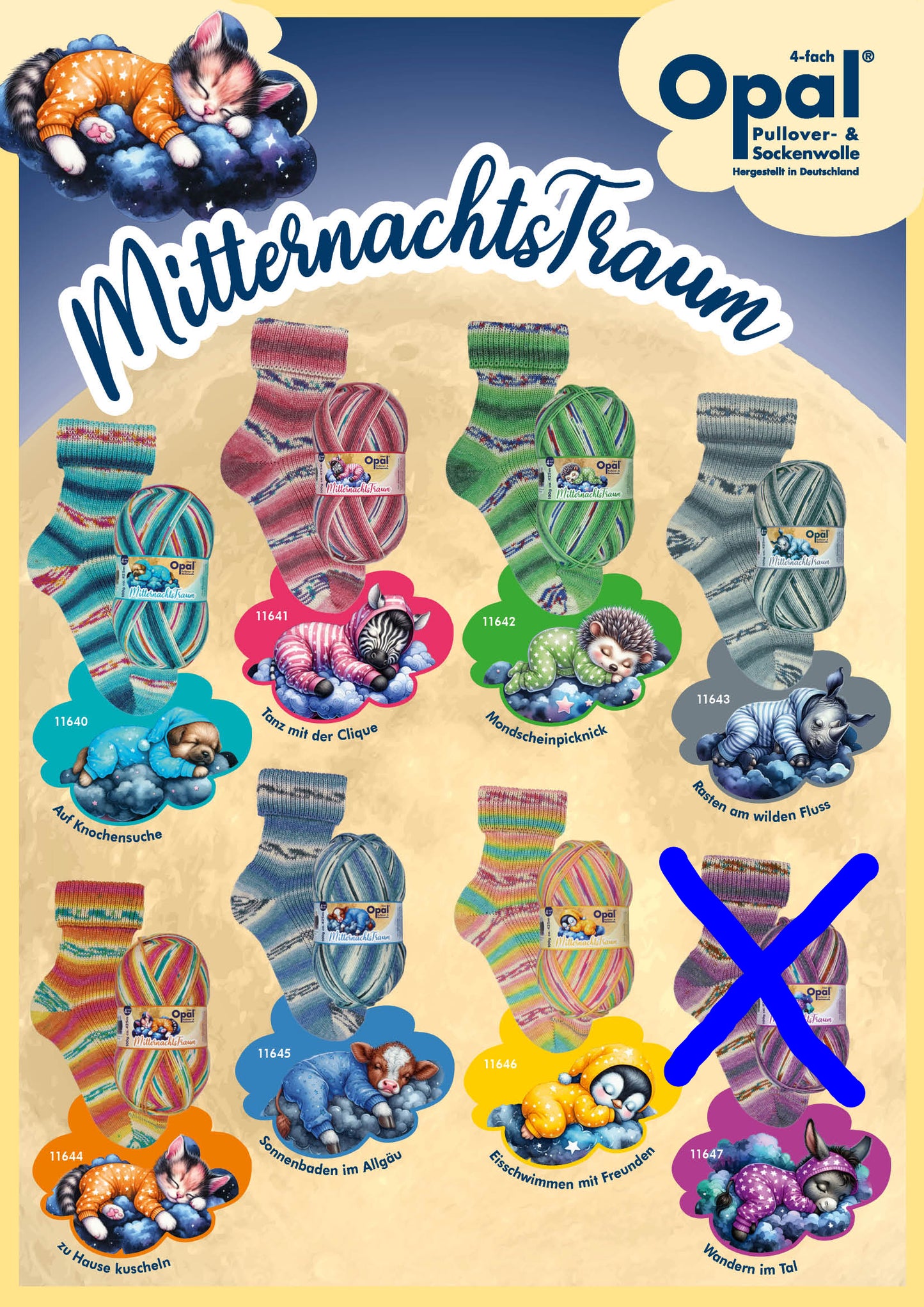 OPAL 4-strand MITTERNACHTSTRAUM /color selection set / 7 x 100g/ LIMITED EDITION!