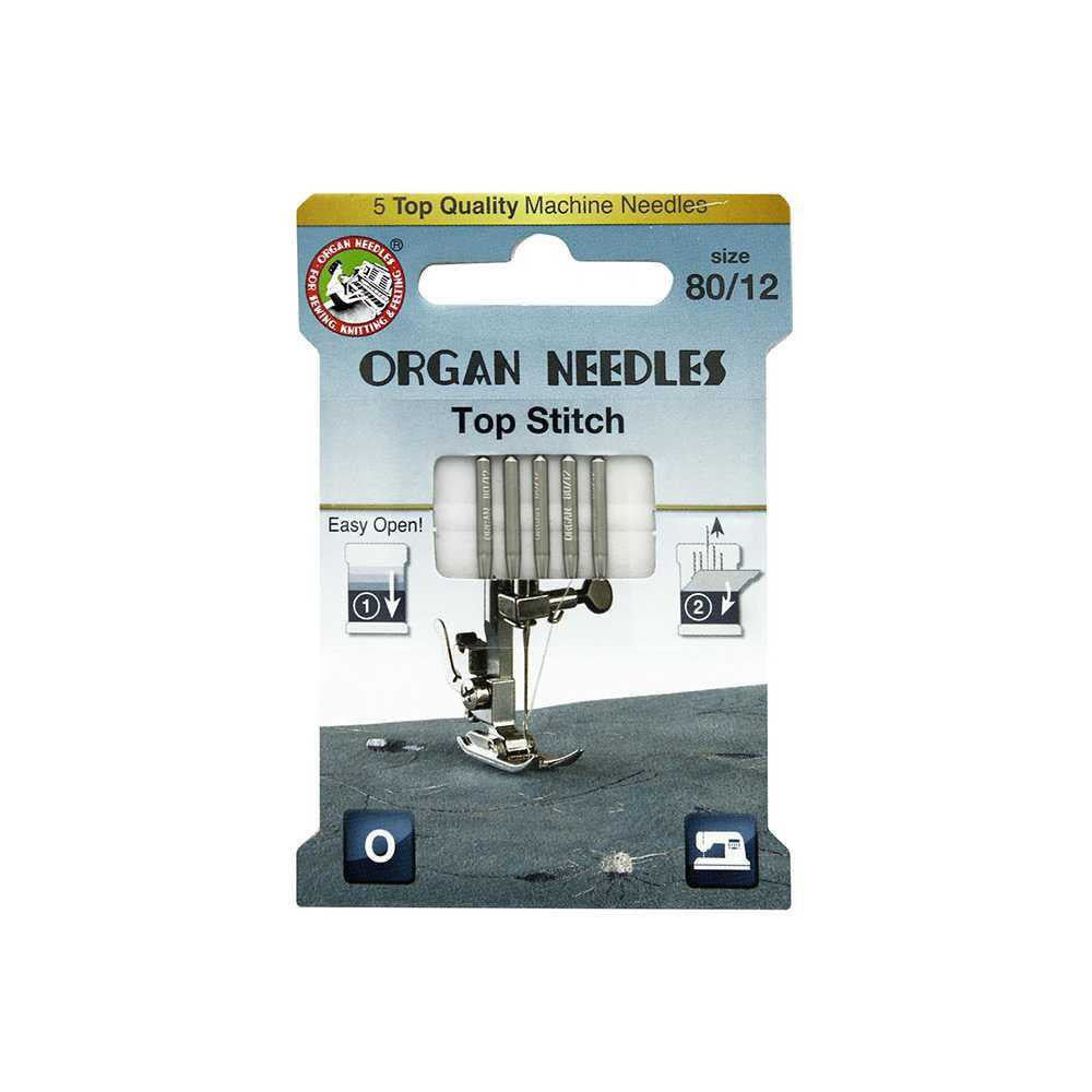 Adatas šujmašīnai TOP STITCH /ORGAN NEEDLES/ 5 gab. 80/12