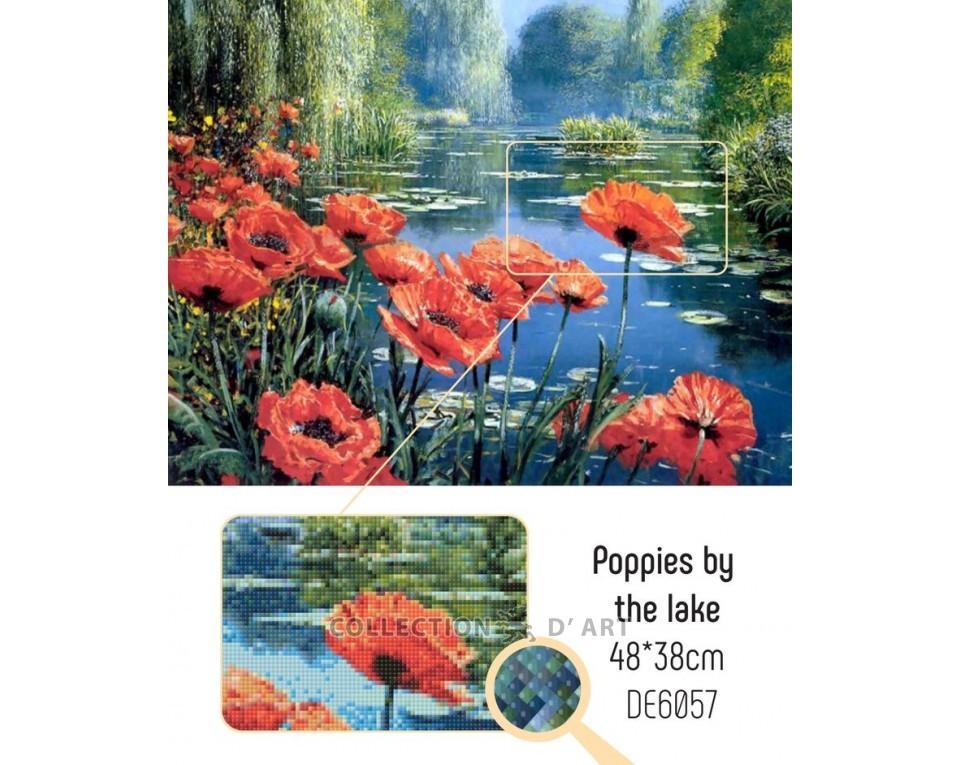 Poppies by the Lake - diamond embroidery kit /Collection d' Art/ 48x38 cm