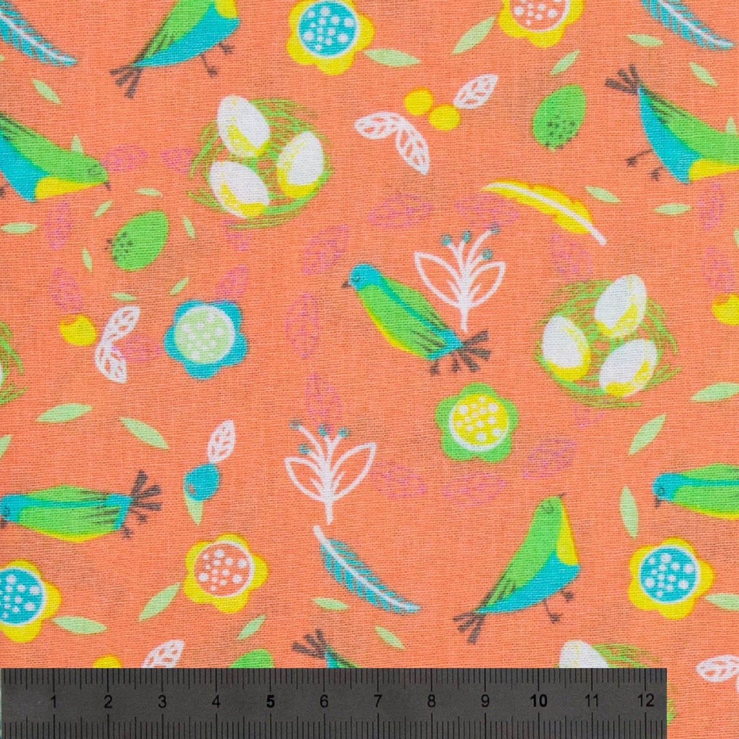 Kokvilnas audums STEP INTO SPRING oranžs /Quiltweaves/ 5m garš 110cm plats