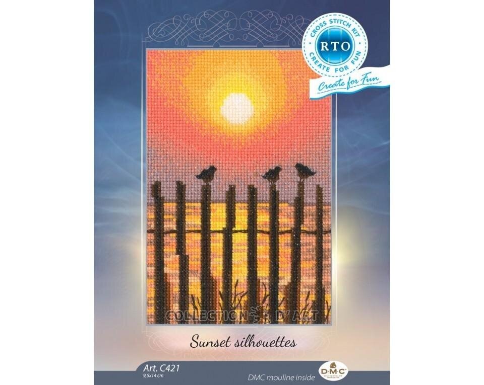 Sunset silhouettes - embroidery kit /RTO/ 9.5 x 14 cm