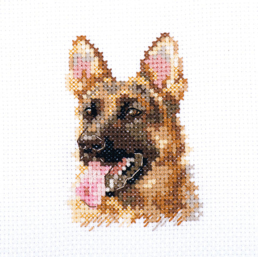 "German Shepherd Dog" - embroidery kit /Алиса/ 6 x 8 cm