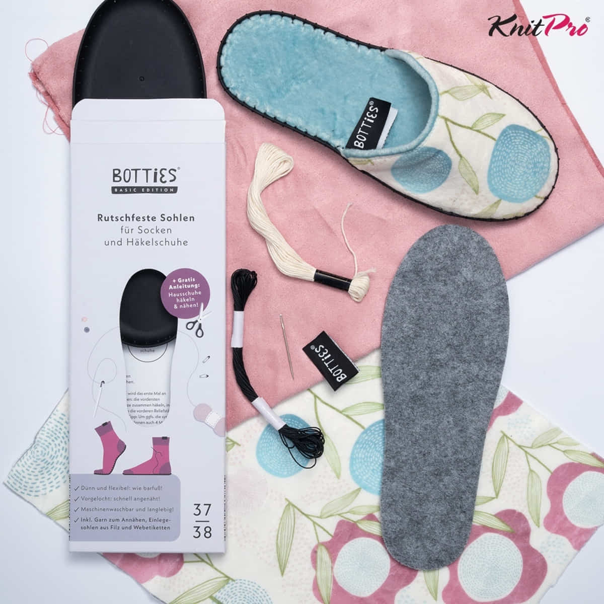 Botties zoles čībām, 39-40 izmērs, neslīdošas, elastīgas /KnitPro