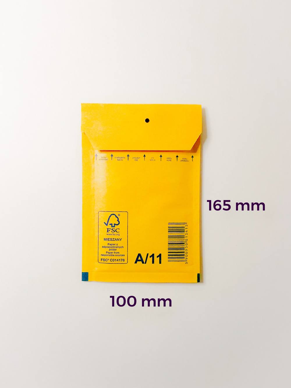 Burbuļplēves aploksnes dzeltenas A11 / 100 x 165 mm