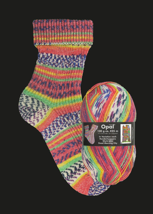 OPAL 4-strand Hundertwasser II collection 100g #2102 "Good morning city!"