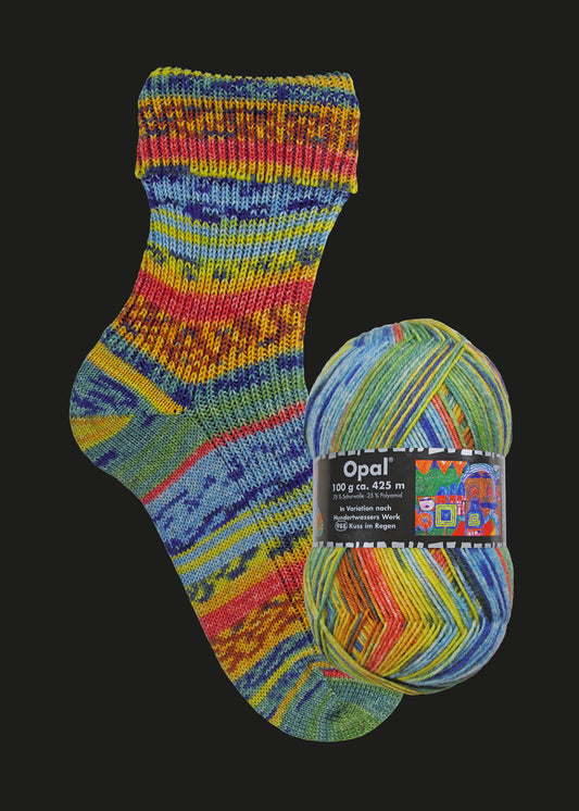 OPAL 4-strand Hundertwasser III collection 100g #3200 "Kiss in the rain"