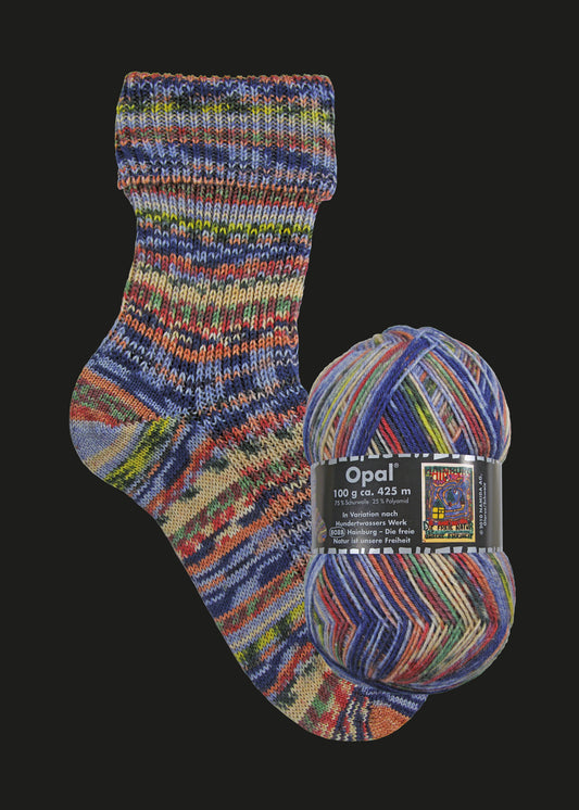OPAL 4-strand Hundertwasser III collection 100g #3204 "Hainburg - Nature is our freedom"