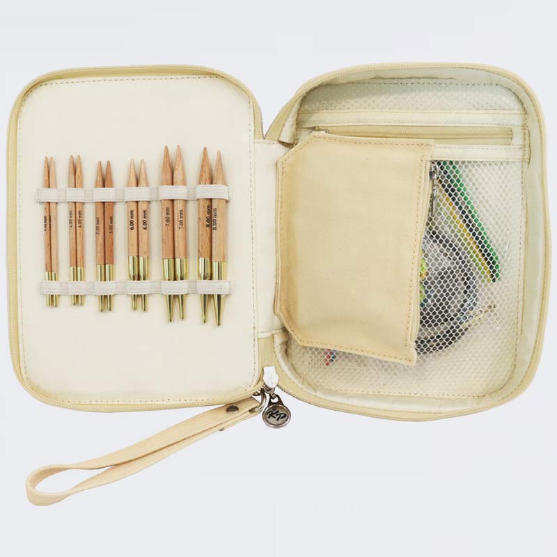 Basix Beech BEGINNER BASIX /10cm short interchangeable circular knitting needles set with cables /KnitPro/ 5 sizes