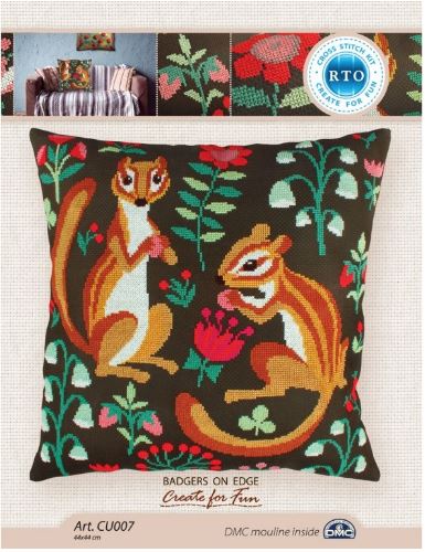Pillow cover "Badgers" - embroidery kit /RTO/ 44 x 44 cm