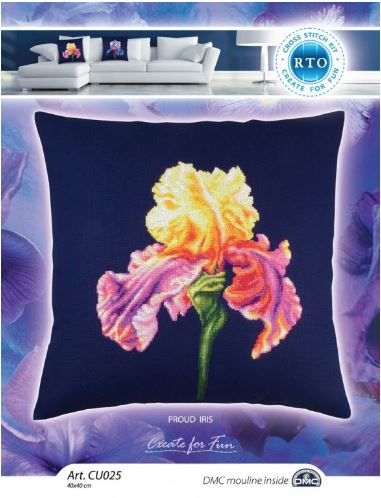 Padjapüür "Õilis iiris I" - tikkimiskomplekt /RTO/ 40 x 40 cm