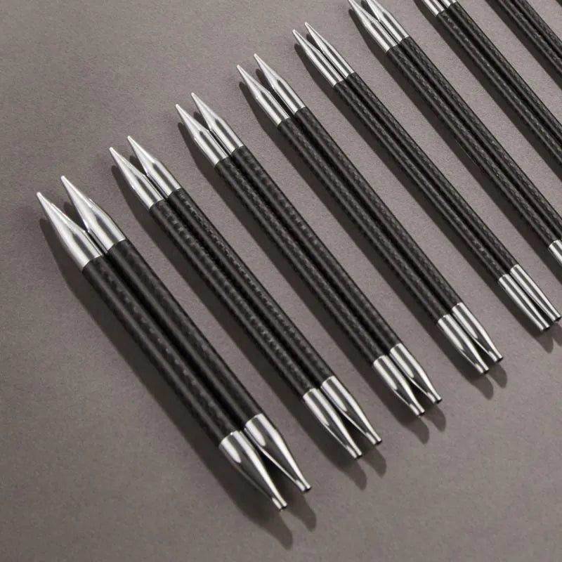 KARBONZ ÉLAN Premium /13 cm standarta izmēra maināmo apļa adāmadatu komplekts ar kabeļiem /Knit Pro/ 10 izmēri