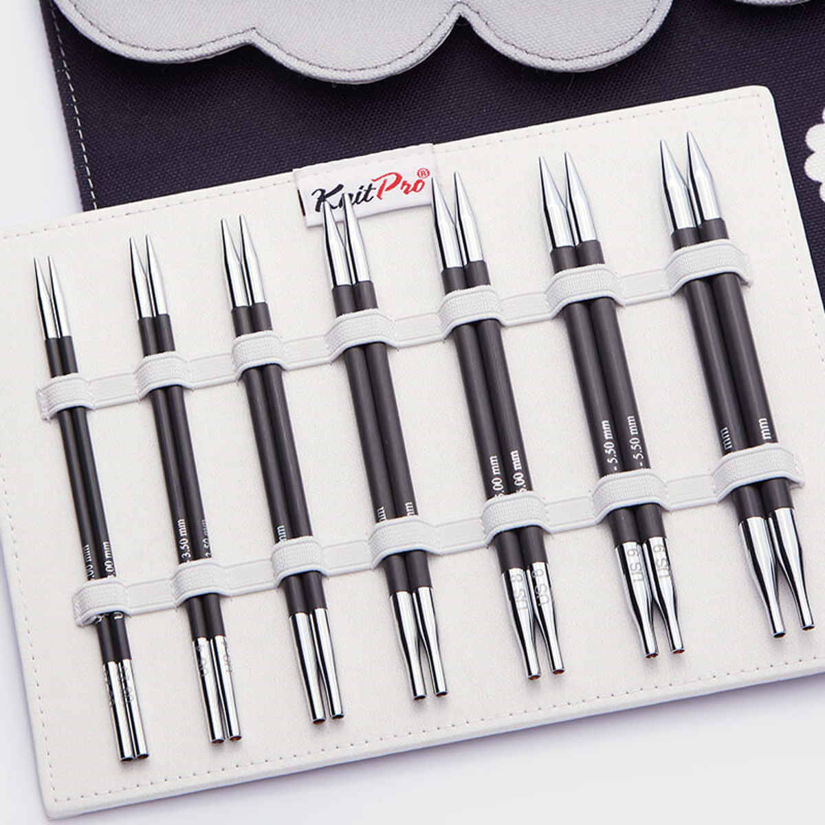 KARBONZ MIDI /13 cm standardsuuruses vahetatavad ringkudumisvardad palmikute ja varrastega /Knit Pro/ 7 suurust