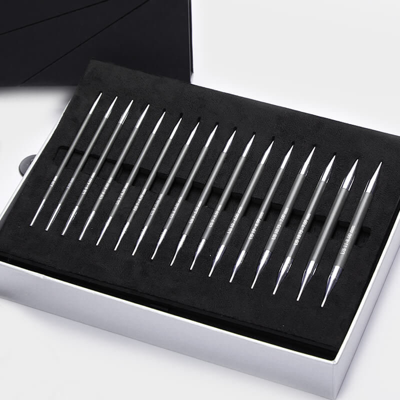 KARBONZ "BOX OF JOY" /13cm standard length interchangeable circular knitting needles set with cables /Knit Pro/ 8 sizes