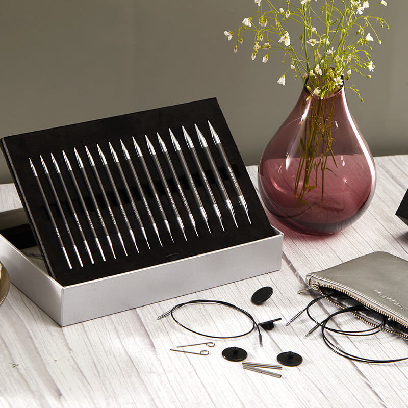 KARBONZ "BOX OF JOY" /13cm standard length interchangeable circular knitting needles set with cables /Knit Pro/ 8 sizes