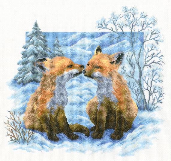 Foxes - embroidery kit /RTO/ 35 x 35 cm