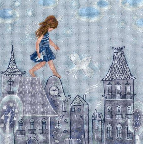 Pasakas dzīvo uz jumtiem - izšūšanas komplekts /RTO/ 24 x 24 cm