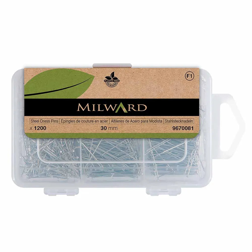 Drēbnieku metāla kniepadatas ar galviņu 1200 gab. 30x0.60mm /Milward