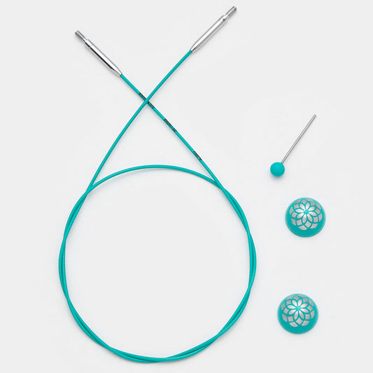 360° Rotating Knitting Needle Cord TURQUOISE MINDFUL / stainless steel / KnitPro